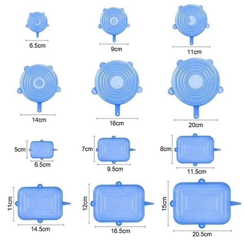 Tampas de Silicone para Alimentos - Conjunto de 6 Peças para Conservação Total!